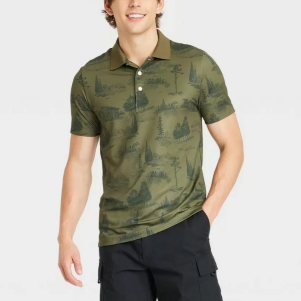 Men's Performance Polo Shirt- Goodfellow& Co- Forest Green - Small